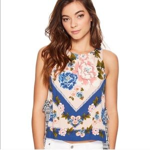 Free people sweet love side tie floral stripe tank